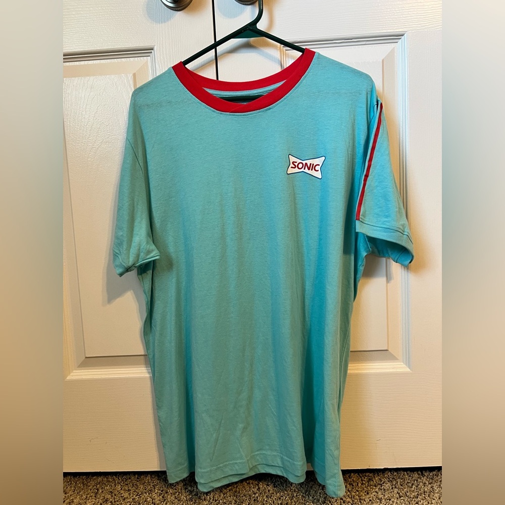 Unisex Size Large Sonic Workear! New Gig Blue Vintage Style Short Sleebve